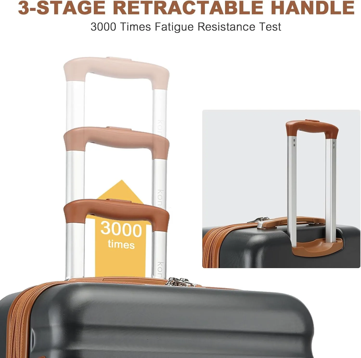 Kono Airline - Approved Carry - On Luggage, 22x14x9 inches, with TSA Lock, 20 - Inch Expandable Lightweight Hardshell Suitcase (Black - Brown, (Grey Brown, 1-3 Days Travel)