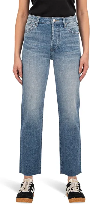 KUT from the Kloth Women's Fay High-Rise Ankle Straight Leg-Hidden Button Fly in Passionate