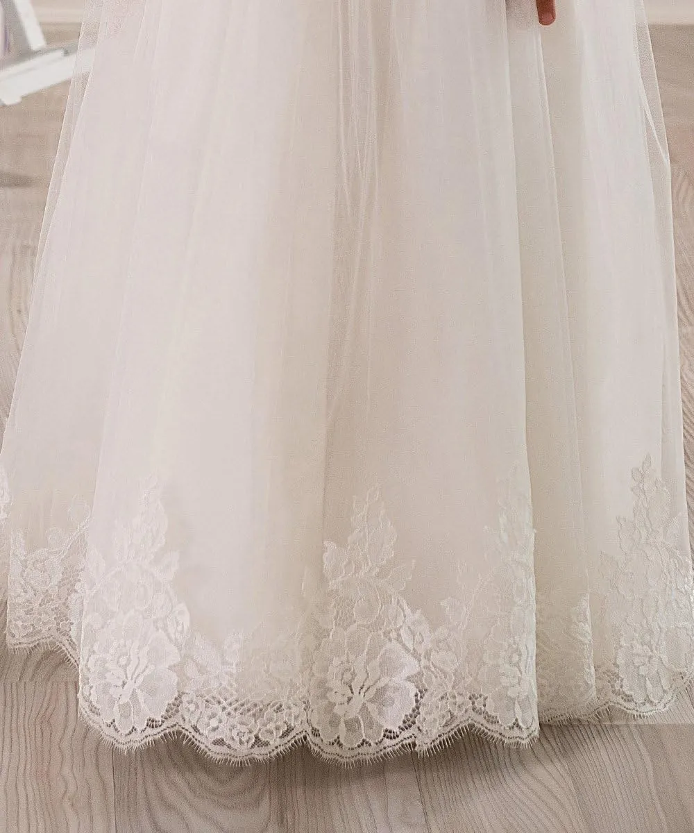 Lace Embellished A-Line Sleeveless Girls Wedding Party Dresses