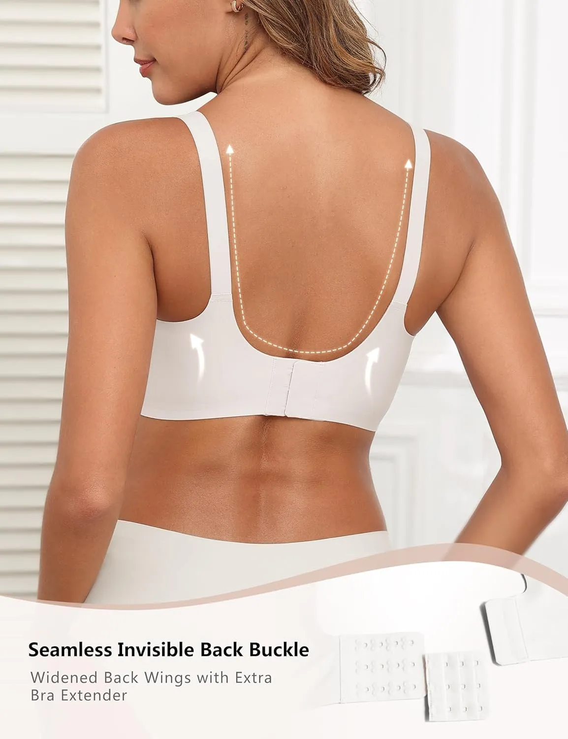 Lace V Mesh Wireless Bras Push Up Bralette Seamless Plunge Bra Everyday Bras for Women No Underwire with Extender