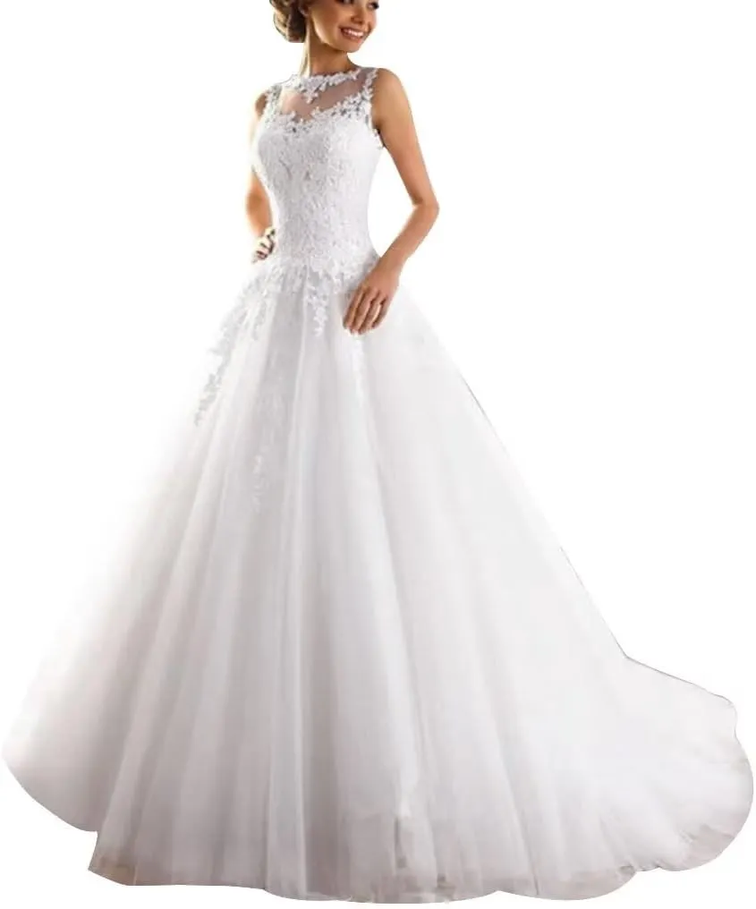 Lace Wedding Dresses for Bride 2025 Winter Tulle Lace Applique A-Line Spaghetti Strap V-Neck Modest Bride Gowns