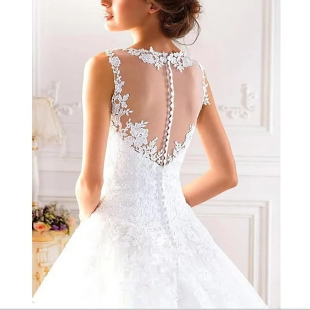 Lace Wedding Dresses for Bride 2025 Winter Tulle Lace Applique A-Line Spaghetti Strap V-Neck Modest Bride Gowns