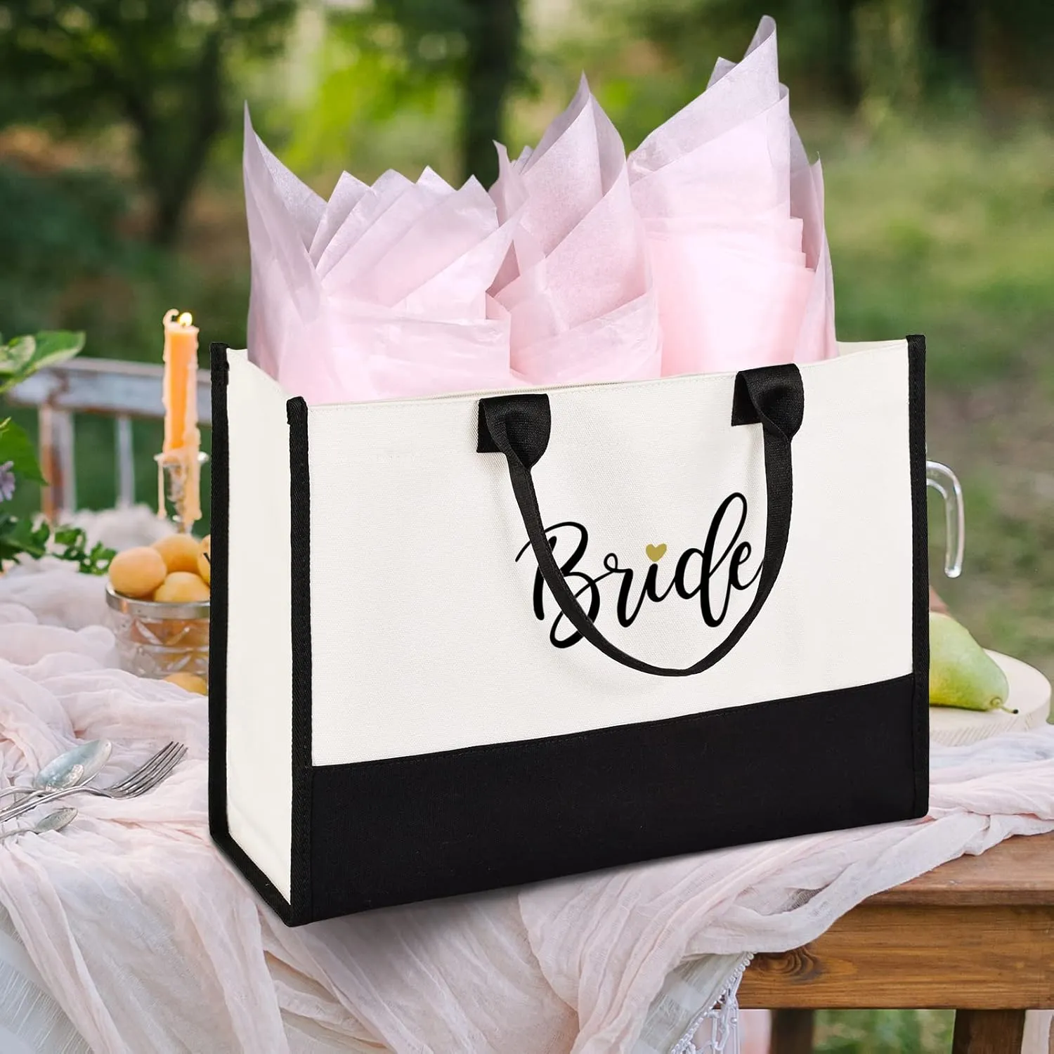 Lamyba Bridesmaid Tote Bag, Bridesmaid Gifts for Wedding Day, Bridesmaid Proposal Gifts, Black and White