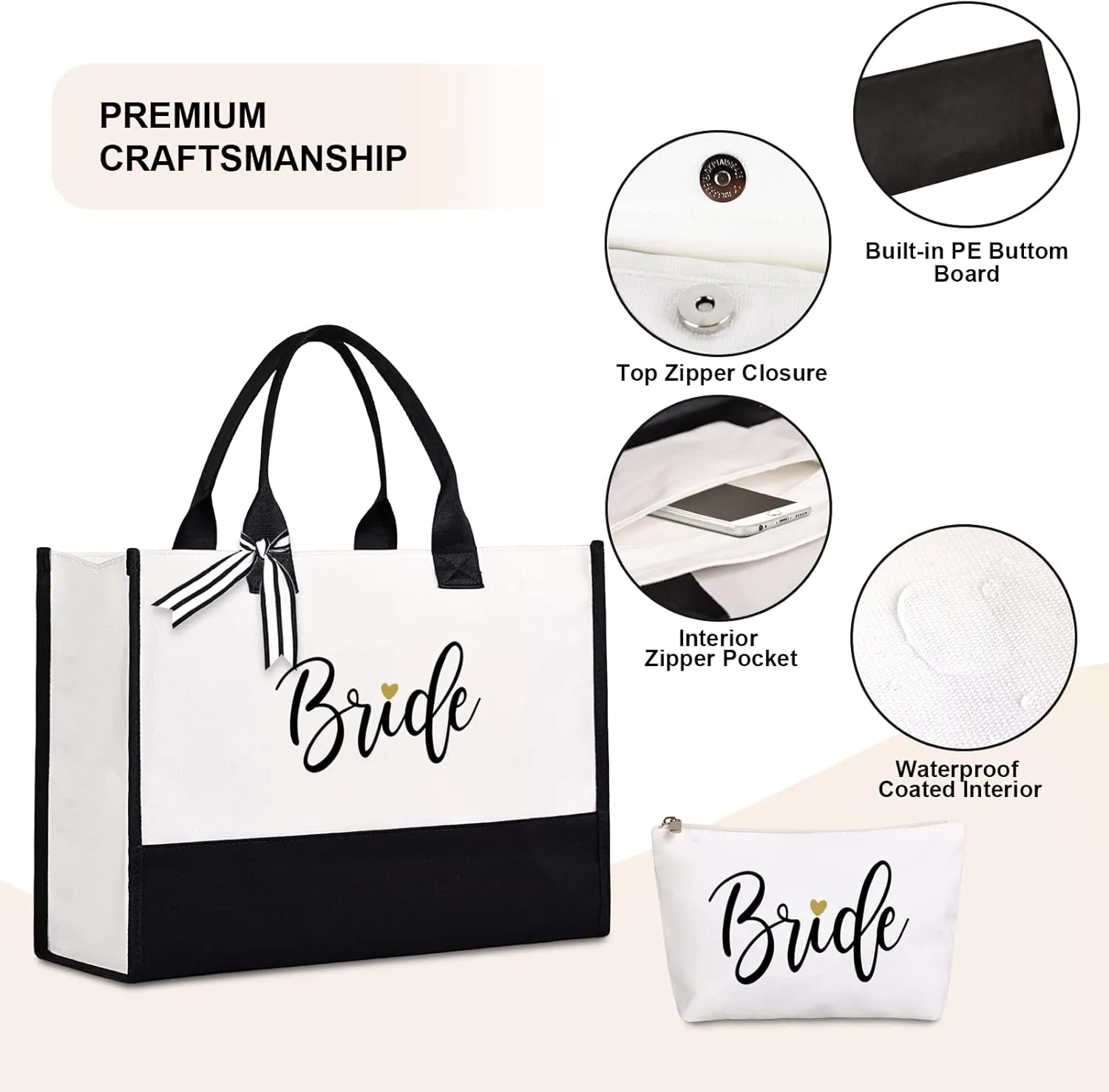 Lamyba Bridesmaid Tote Bag, Bridesmaid Gifts for Wedding Day, Bridesmaid Proposal Gifts, Black and White