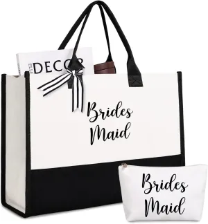 Lamyba Bridesmaid Tote Bag, Bridesmaid Gifts for Wedding Day, Bridesmaid Proposal Gifts, Black and White