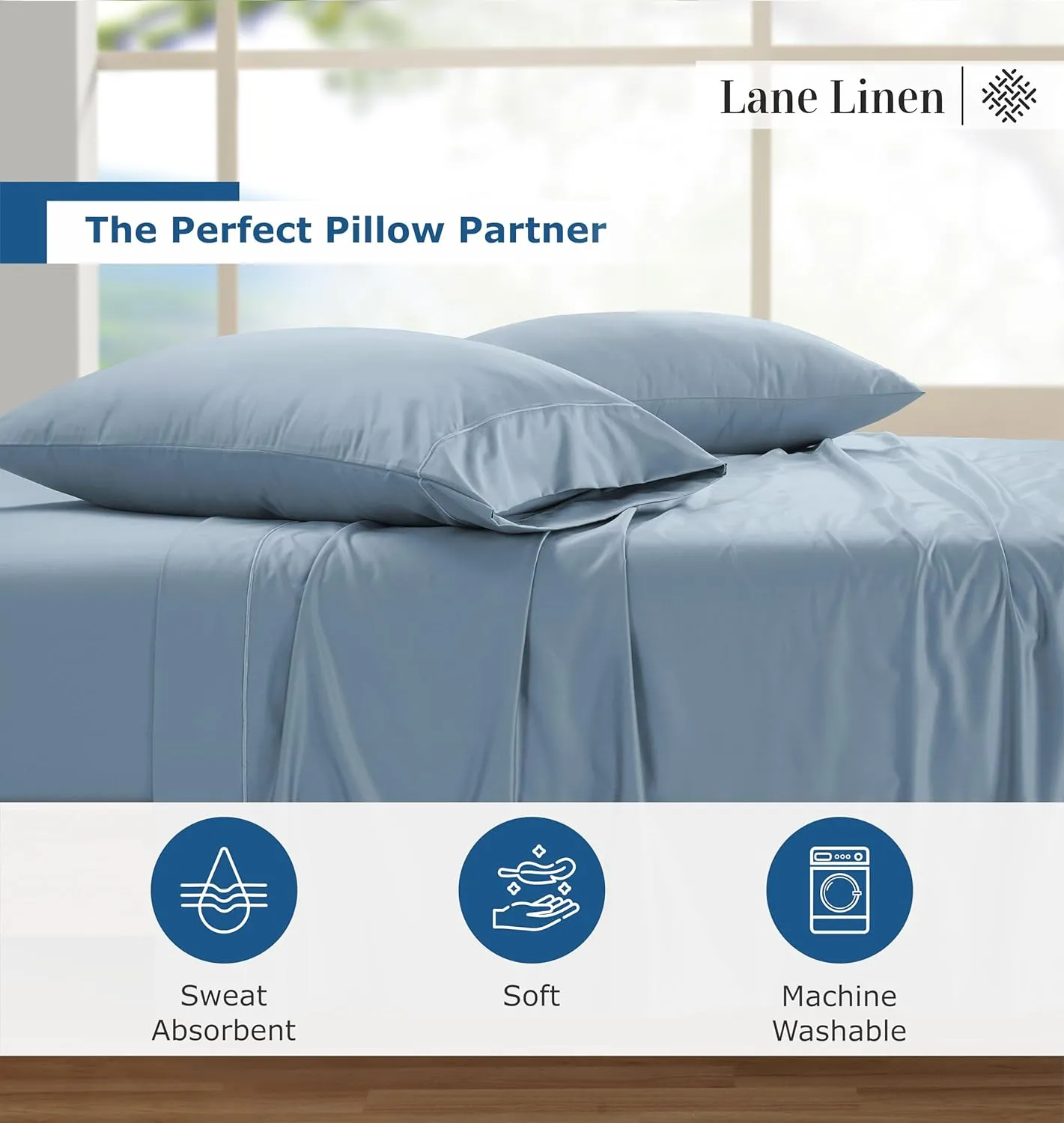 LANE LINEN 100% Egyptian Cotton King Split Sheets for Adjustable Bed - 1500 Thread Count, 4 Piece Set - Hotel King Split Sheet Set - Luxury Sateen Weave Cotton Sheets Set - French Blue