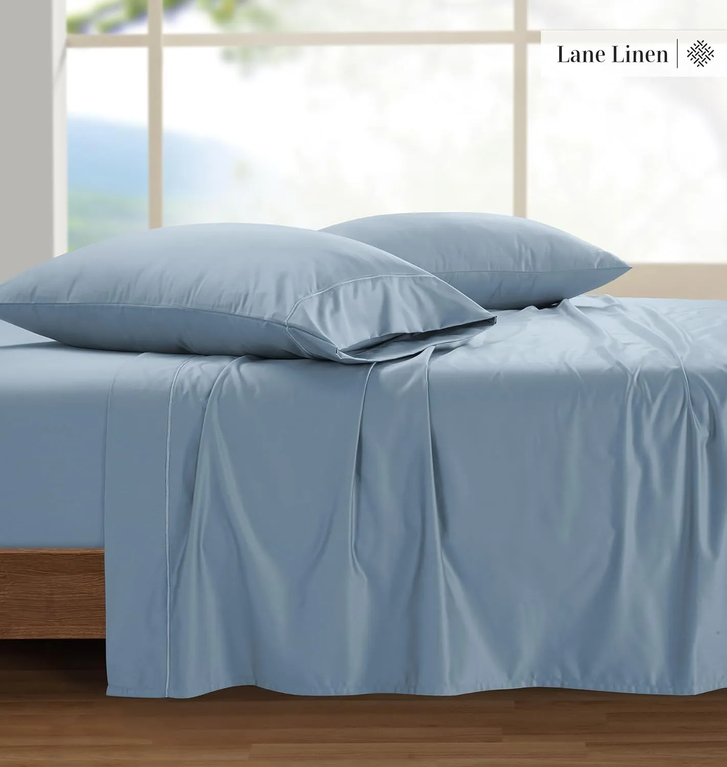 LANE LINEN 100% Egyptian Cotton King Split Sheets for Adjustable Bed - 1500 Thread Count, 4 Piece Set - Hotel King Split Sheet Set - Luxury Sateen Weave Cotton Sheets Set - French Blue