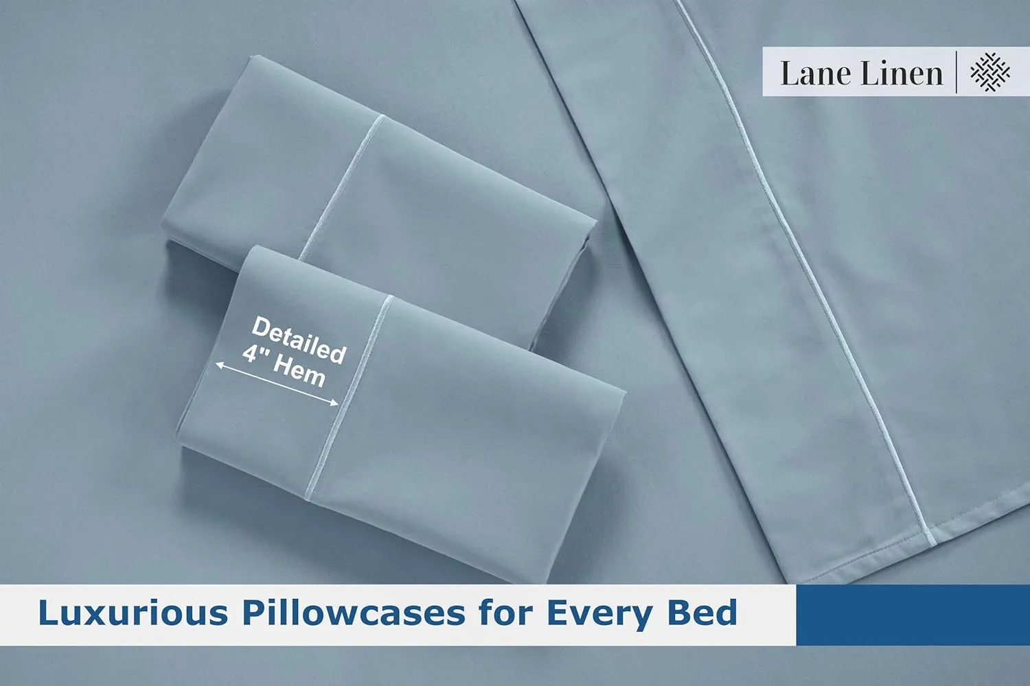 LANE LINEN 100% Egyptian Cotton King Split Sheets for Adjustable Bed - 1500 Thread Count, 4 Piece Set - Hotel King Split Sheet Set - Luxury Sateen Weave Cotton Sheets Set - French Blue