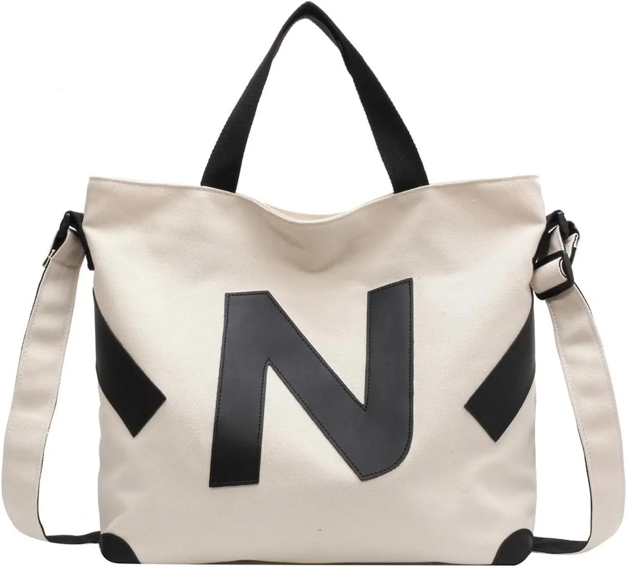 Large Canvas Tote Bags with Zipper for Women Shoulder Trendy Bag for Work Travel Shopping