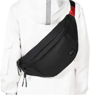Large Crossbody Fanny Pack for Women Men,Waterproof Waist Bag Pack with Adjustable Strap & 5-Zipper Pockets,Black