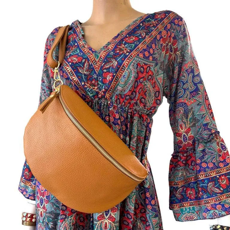 Large Italian Leather Fanny Pack Bag
