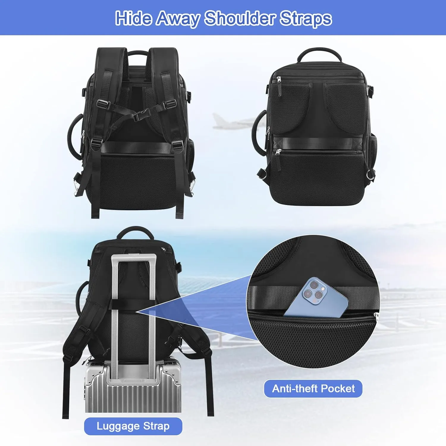 Large Travel Backpack for Women Men, Expandable 40L Carry On Backpack, 17 Inch Laptop Backpack College Bookbag, Waterproof Travel bag as Person Item Flight Approved