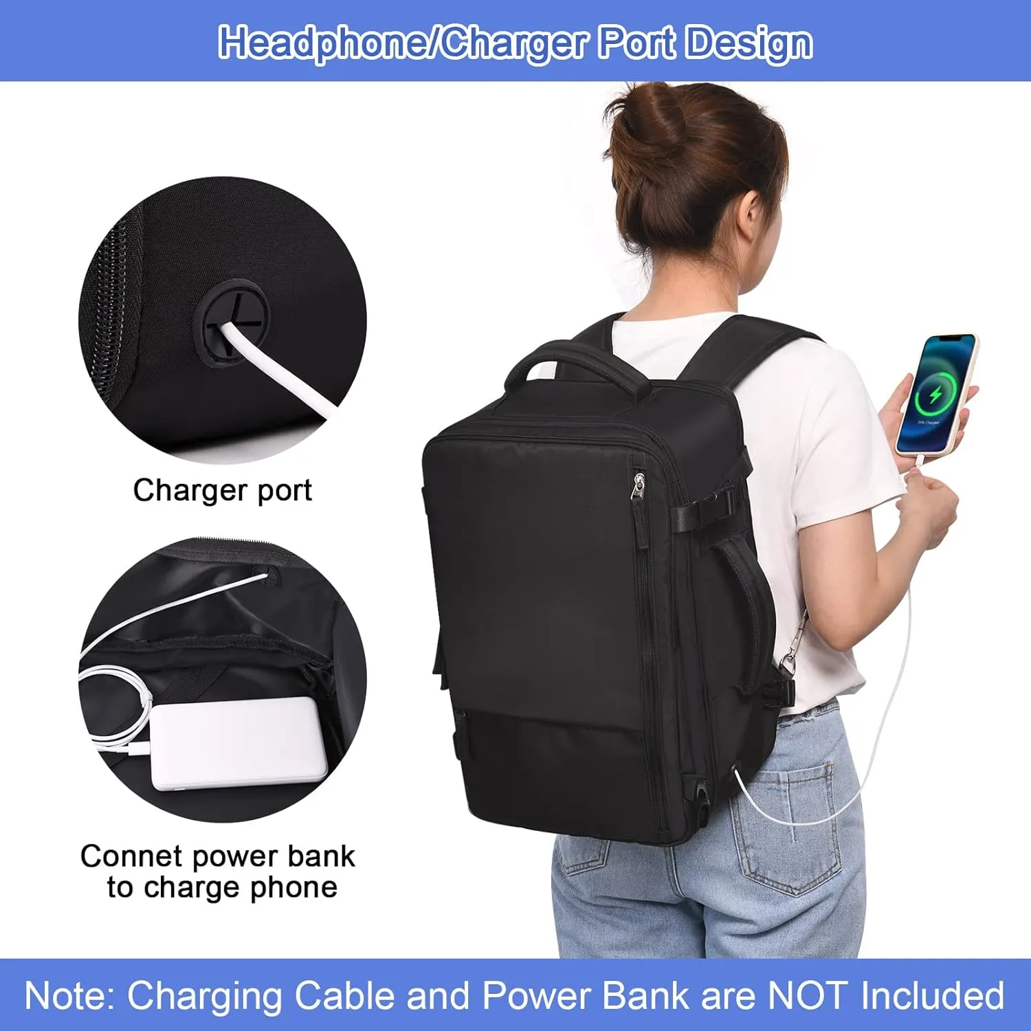 Large Travel Backpack for Women Men, Expandable 40L Carry On Backpack, 17 Inch Laptop Backpack College Bookbag, Waterproof Travel bag as Person Item Flight Approved