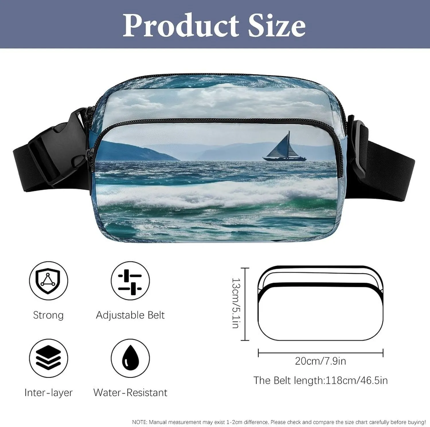 Large Waist Packs with Adjustable Strap,Beautiful Sea CrossBody Fanny Pack Casual Bag for Travel Sports Running Hiking