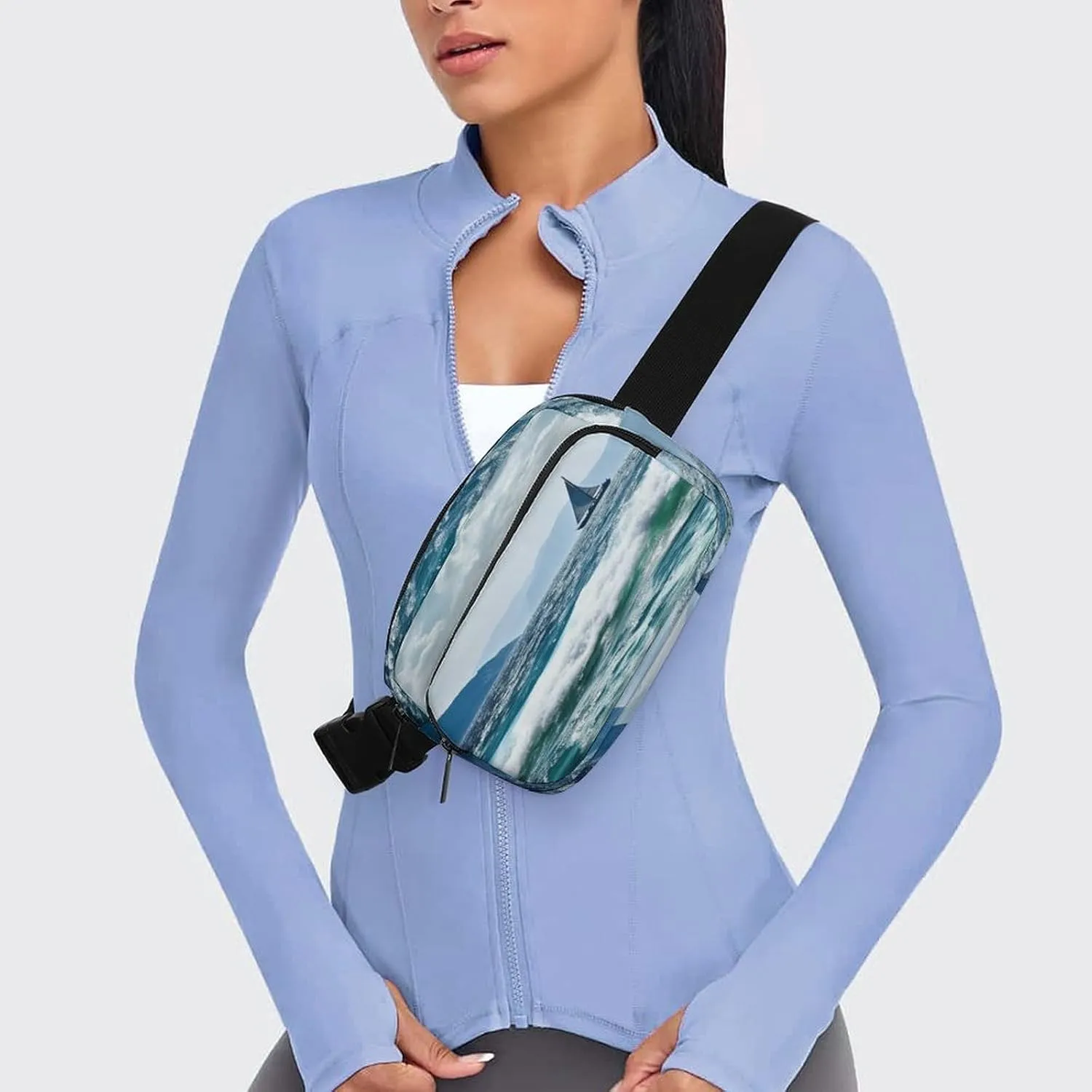 Large Waist Packs with Adjustable Strap,Beautiful Sea CrossBody Fanny Pack Casual Bag for Travel Sports Running Hiking