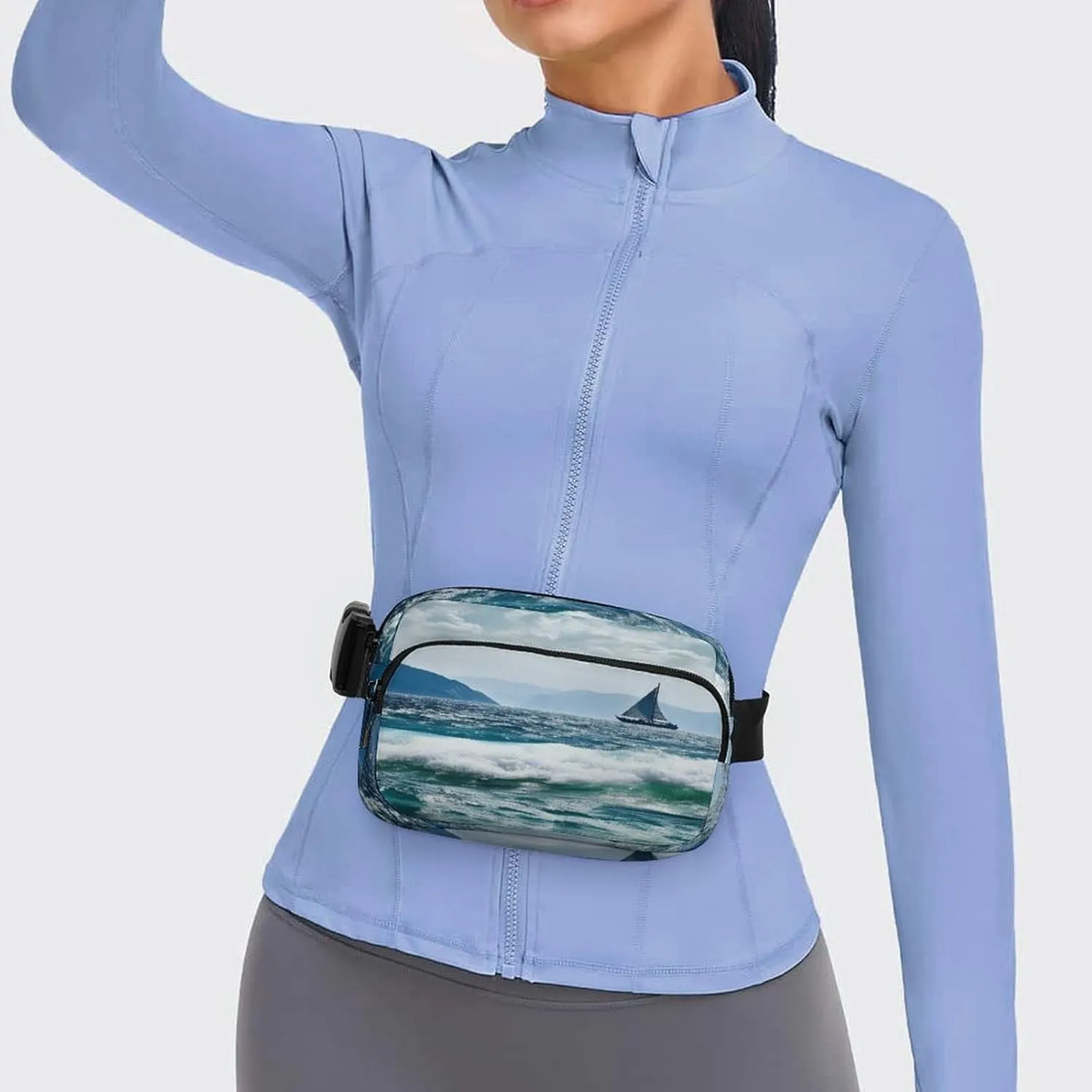 Large Waist Packs with Adjustable Strap,Beautiful Sea CrossBody Fanny Pack Casual Bag for Travel Sports Running Hiking