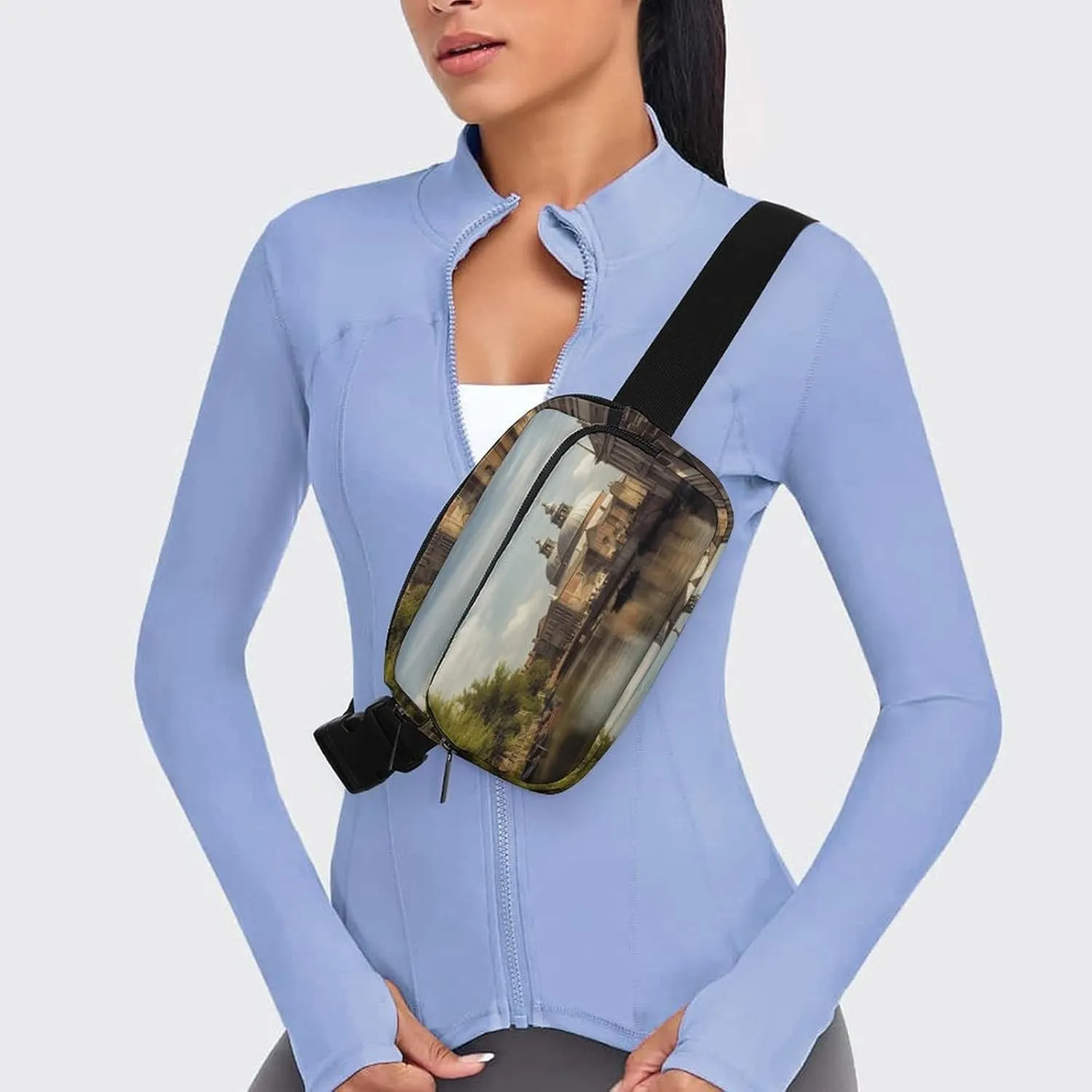 Large Waist Packs with Adjustable Strap,Canal And Church CrossBody Fanny Pack Casual Bag for Travel Sports Running Hiking