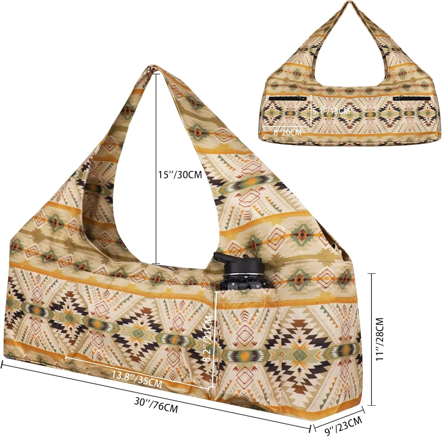 Large Yoga Mat Bag Yoga Bags and Carriers Fits All You Stuff Yoga Tote Bag with Yoga Mat Strap, Elastic Pockets and Zipper Pockets