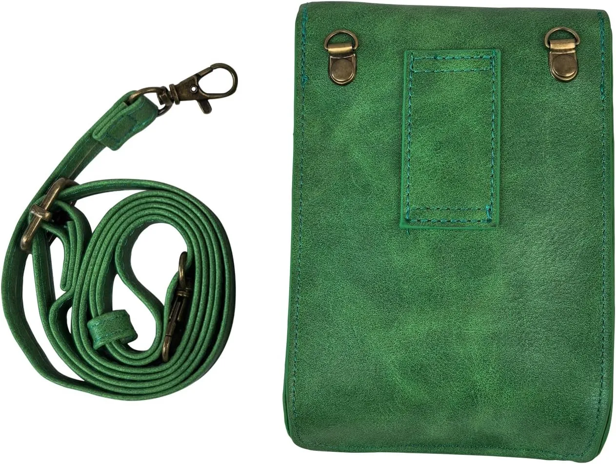 Larswon Belt Pouch, Renaissance Bag Medieval Leather Belt Pouch Ren Faire Accessories Small Crossbody Belt Bag Cell Phone Pouch Renaissance Belt Green, Medium, labk1275