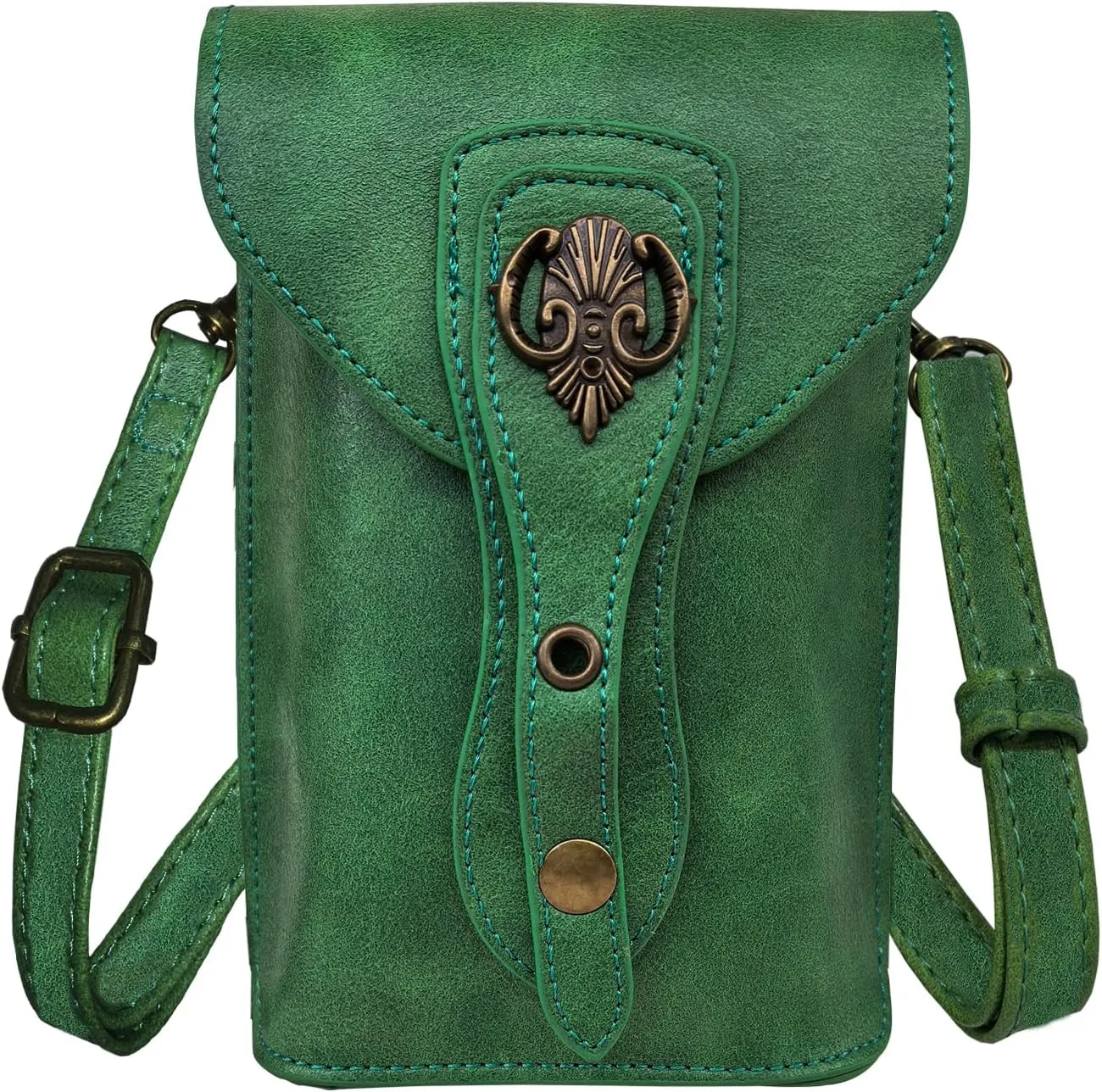 Larswon Belt Pouch, Renaissance Bag Medieval Leather Belt Pouch Ren Faire Accessories Small Crossbody Belt Bag Cell Phone Pouch Renaissance Belt Green, Medium, labk1275