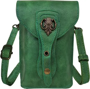 Larswon Belt Pouch, Renaissance Bag Medieval Leather Belt Pouch Ren Faire Accessories Small Crossbody Belt Bag Cell Phone Pouch Renaissance Belt Green, Medium, labk1275