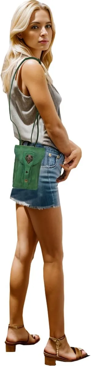 Larswon Belt Pouch, Renaissance Bag Medieval Leather Belt Pouch Ren Faire Accessories Small Crossbody Belt Bag Cell Phone Pouch Renaissance Belt Green, Medium, labk1275