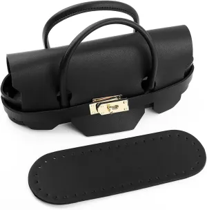 Leather Bag Making Kit For Women Handmade PU Leather Messenger Bag Set Luxury DIY Bag Kit Sewing With Bag Bottoms Accessories Handbag Shoulder Bag Strap For Diy Craft Bag Making Crossbody Handbag(Blac