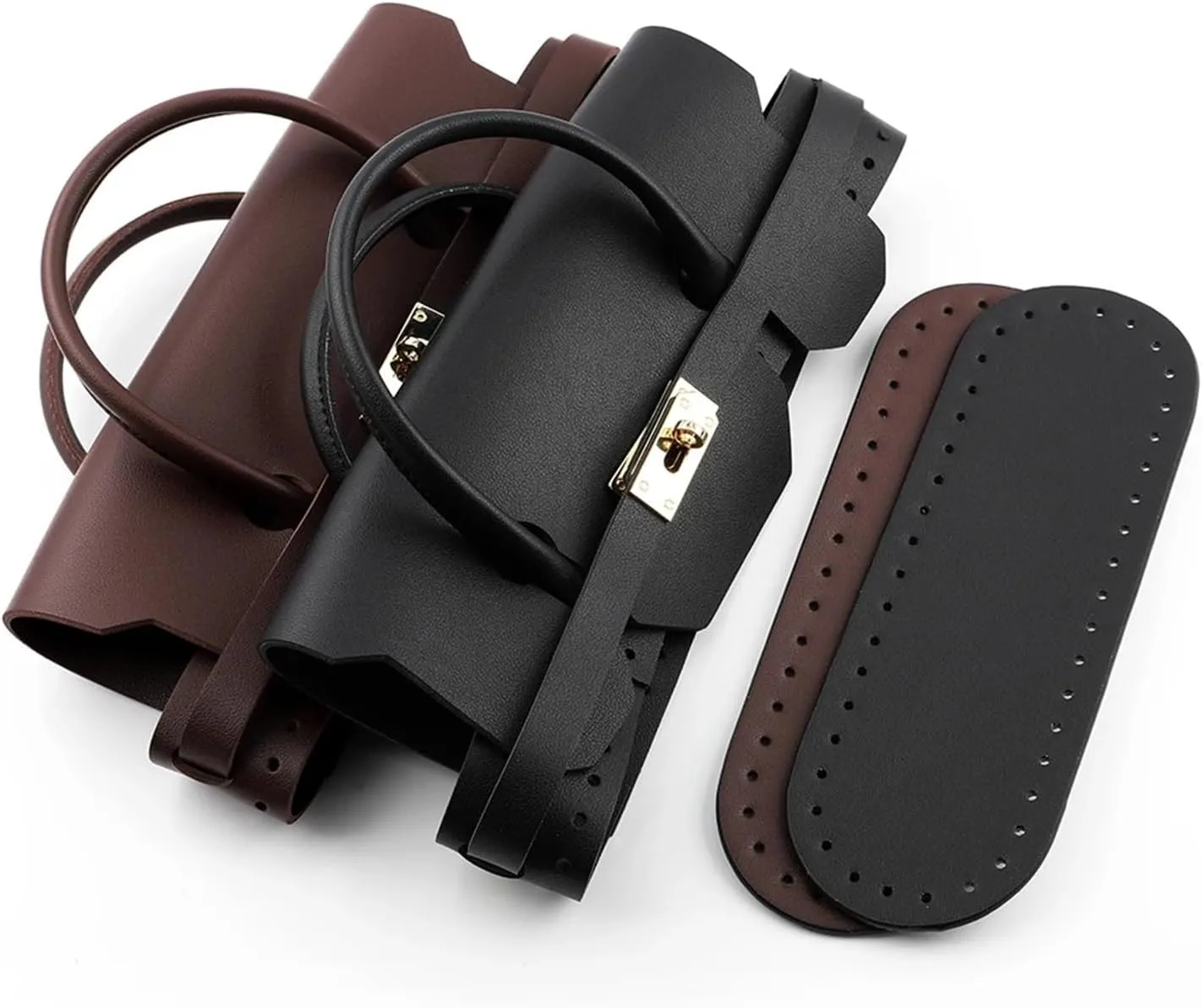 Leather Bag Making Kit For Women Handmade PU Leather Messenger Bag Set Luxury DIY Bag Kit Sewing With Bag Bottoms Accessories Handbag Shoulder Bag Strap For Diy Craft Bag Making Crossbody Handbag(Blac