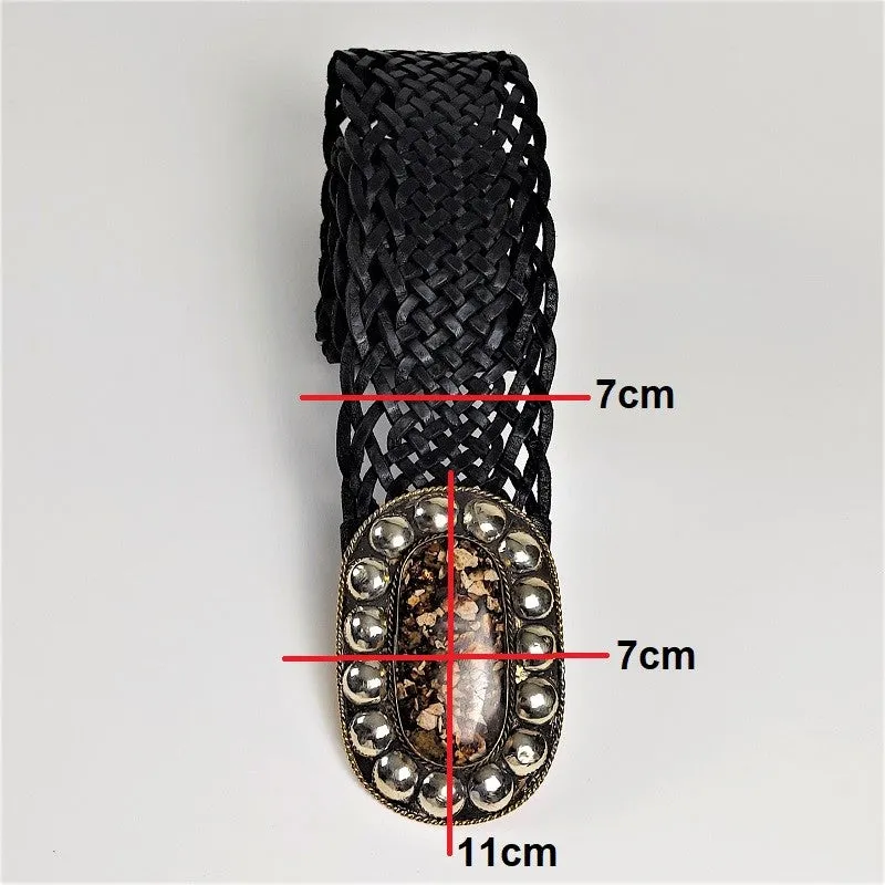 Leather Boho belt with XL buckle