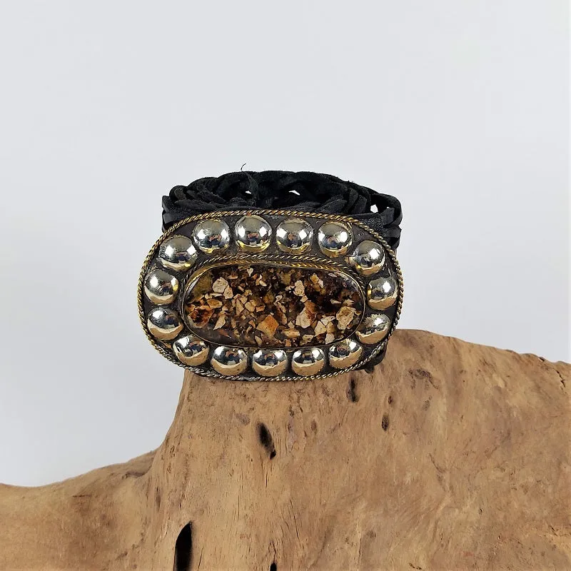 Leather Boho belt with XL buckle