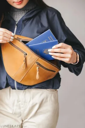 Leather Bum Bag,  Banana Bag, Handmade Fanny Pack