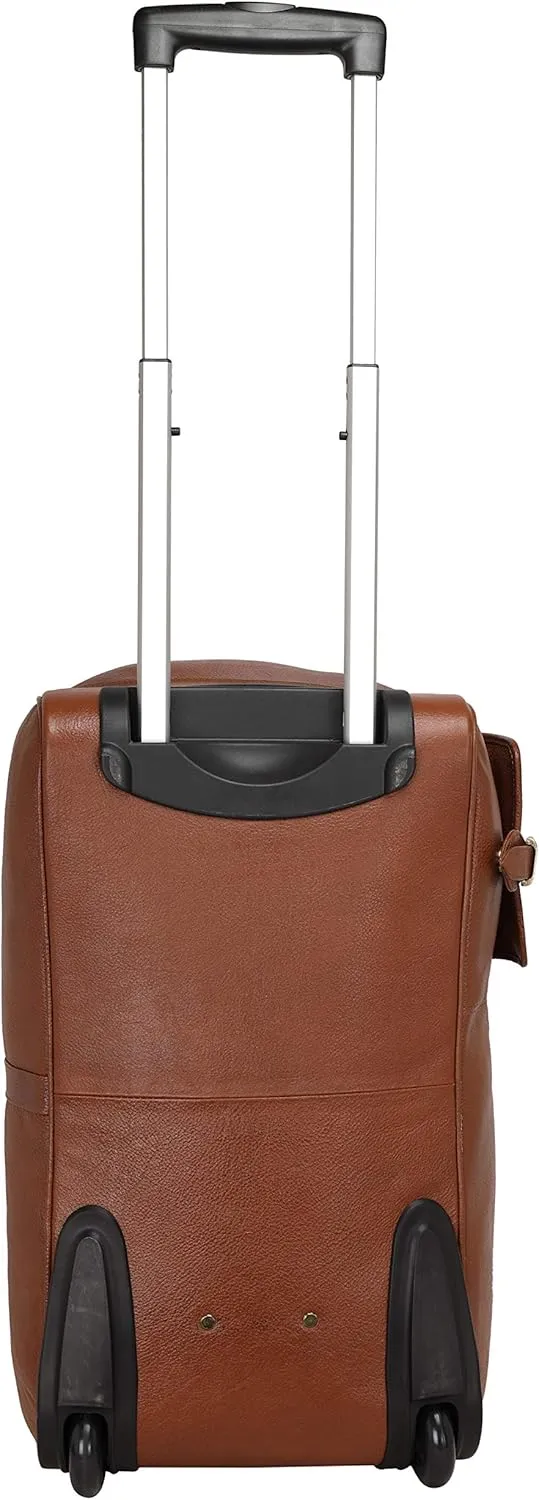 Leather Duffel Trolley Bag for Men & Women Cabin Size (Brown), Tan, M, Luggage