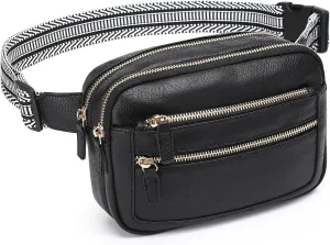 Leather Fanny Pack for Women Men Belt Bag with Multi-function Pocket, Crossbody Fanny Packs for Women Fashion Waist Packs with Adjustable Straps Cross Body Bag Travel Chest Bag