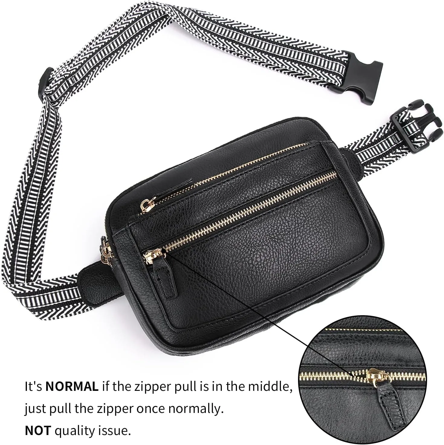 Leather Fanny Pack for Women Men Belt Bag with Multi-function Pocket, Crossbody Fanny Packs for Women Fashion Waist Packs with Adjustable Straps Cross Body Bag Travel Chest Bag