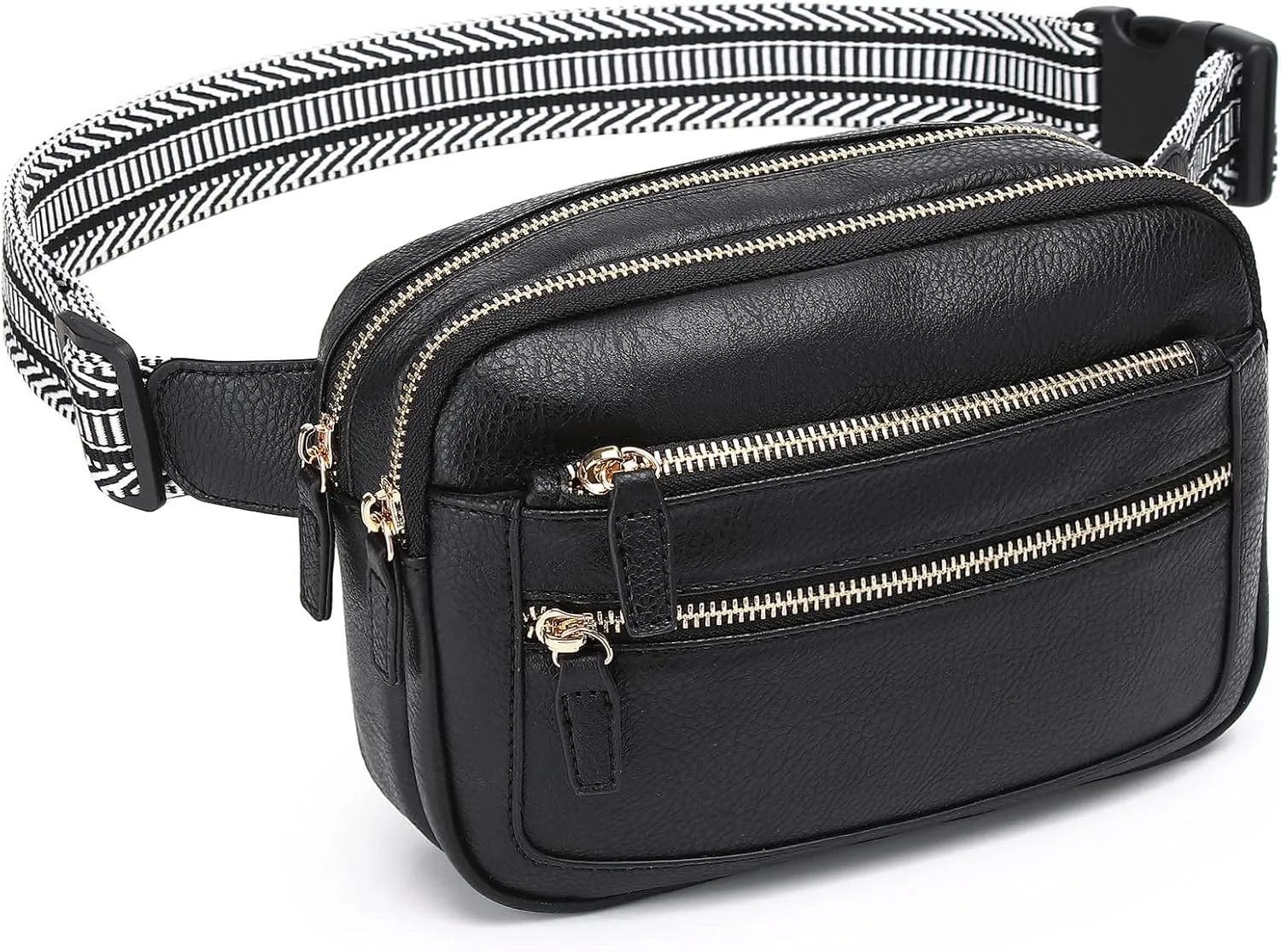 Leather Fanny Pack for Women Men Belt Bag with Multi-function Pocket, Crossbody Fanny Packs for Women Fashion Waist Packs with Adjustable Straps Cross Body Bag Travel Chest Bag