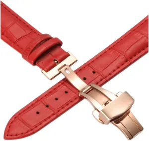 Leather Watchbands 12 14 16 18 20mm Universal Watch Steel Butterfly Clasp Buckle Strap Wrist Belt Bracelet Watch Strap