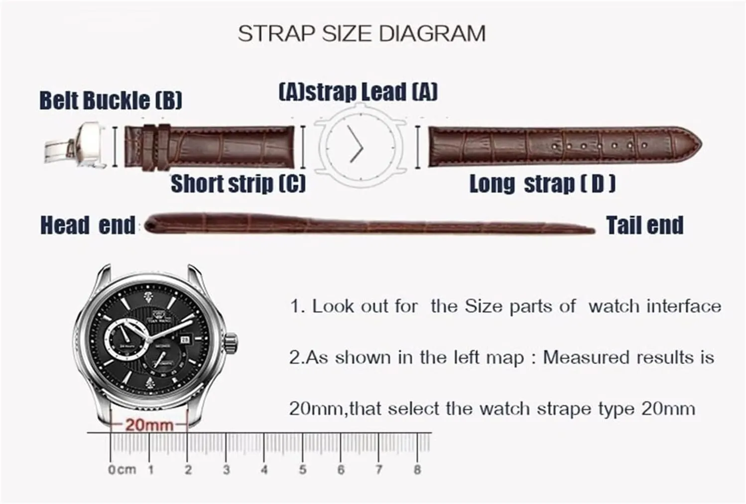 Leather Watchbands 12 14 16 18 20mm Universal Watch Steel Butterfly Clasp Buckle Strap Wrist Belt Bracelet Watch Strap