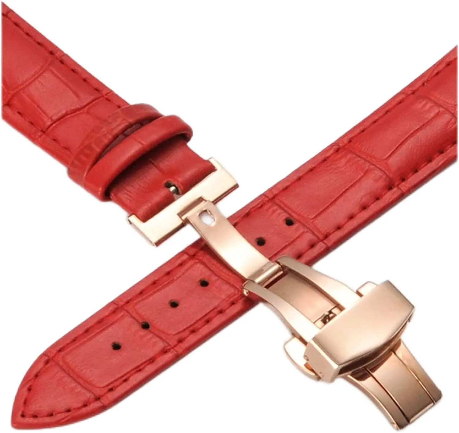 Leather Watchbands 12 14 16 18 20mm Universal Watch Steel Butterfly Clasp Buckle Strap Wrist Belt Bracelet Watch Strap