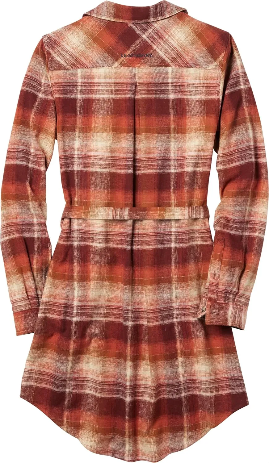 Legendary Whitetails Women's Open Spaces Dress, Plaid Flannel Long Sleeve Button Up Tunic with Belt