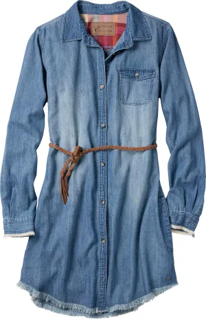 Legendary Whitetails Women's Open Spaces Dress, Plaid Flannel Long Sleeve Button Up Tunic with Belt