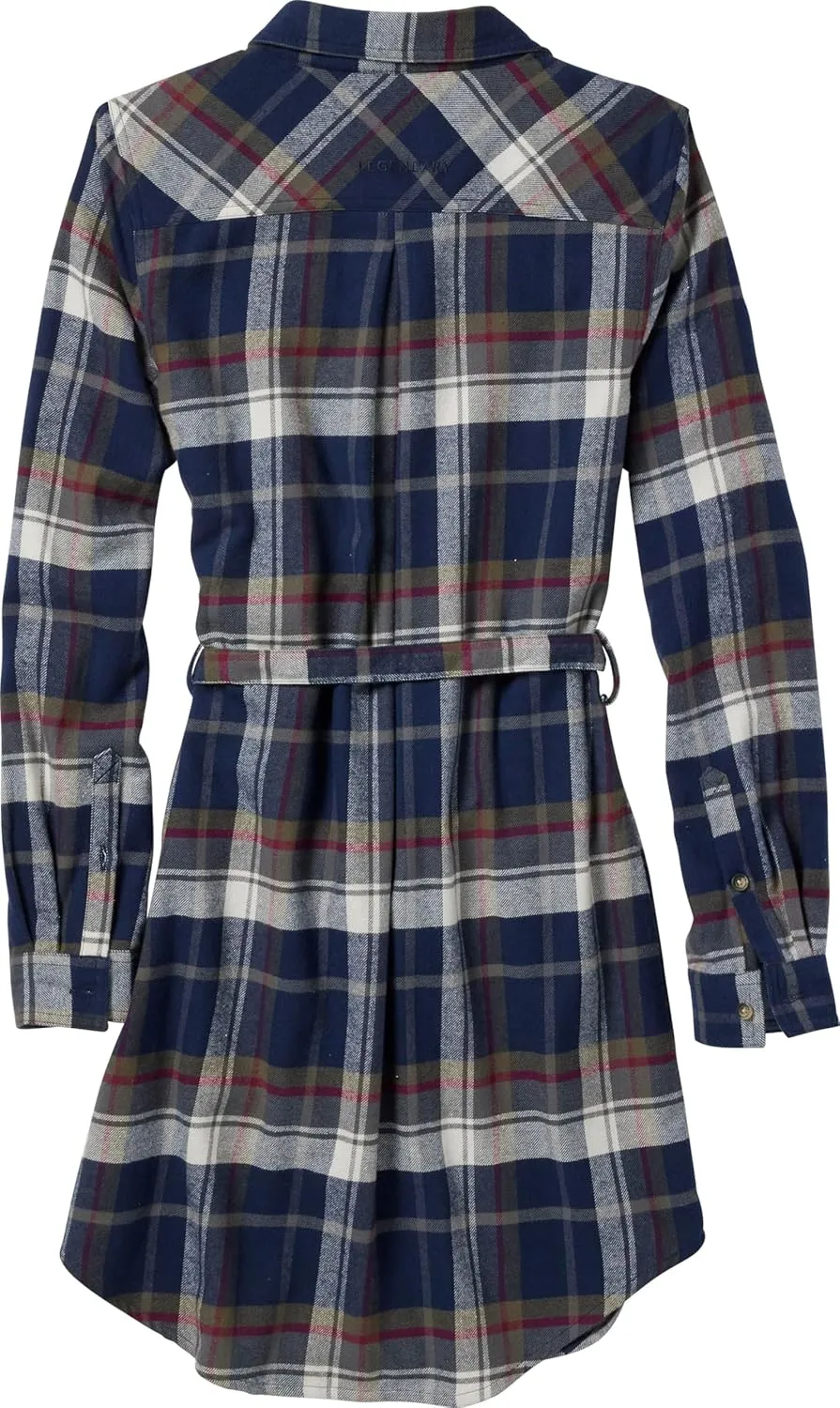 Legendary Whitetails Women's Open Spaces Dress, Plaid Flannel Long Sleeve Button Up Tunic with Belt