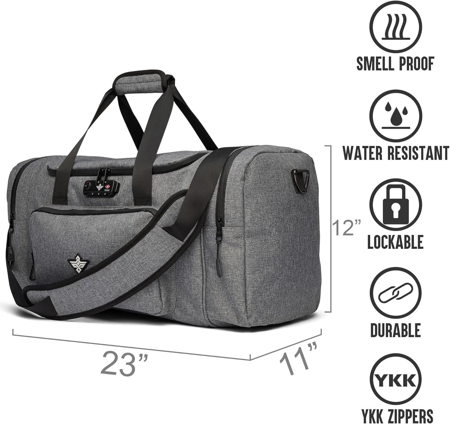 Legion Duffle Bag with Anti Theft TSA Approved Combination Lock (Gray)