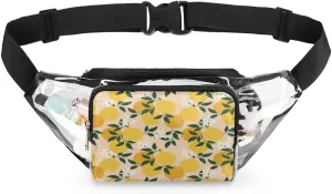 Lemon Print Clear Fanny Pack Stadium Approved Clear Crossbody Belt Bag for Women Men Transparent Waist Bag with Adjustable Strap for Concerts Sports Events Travel