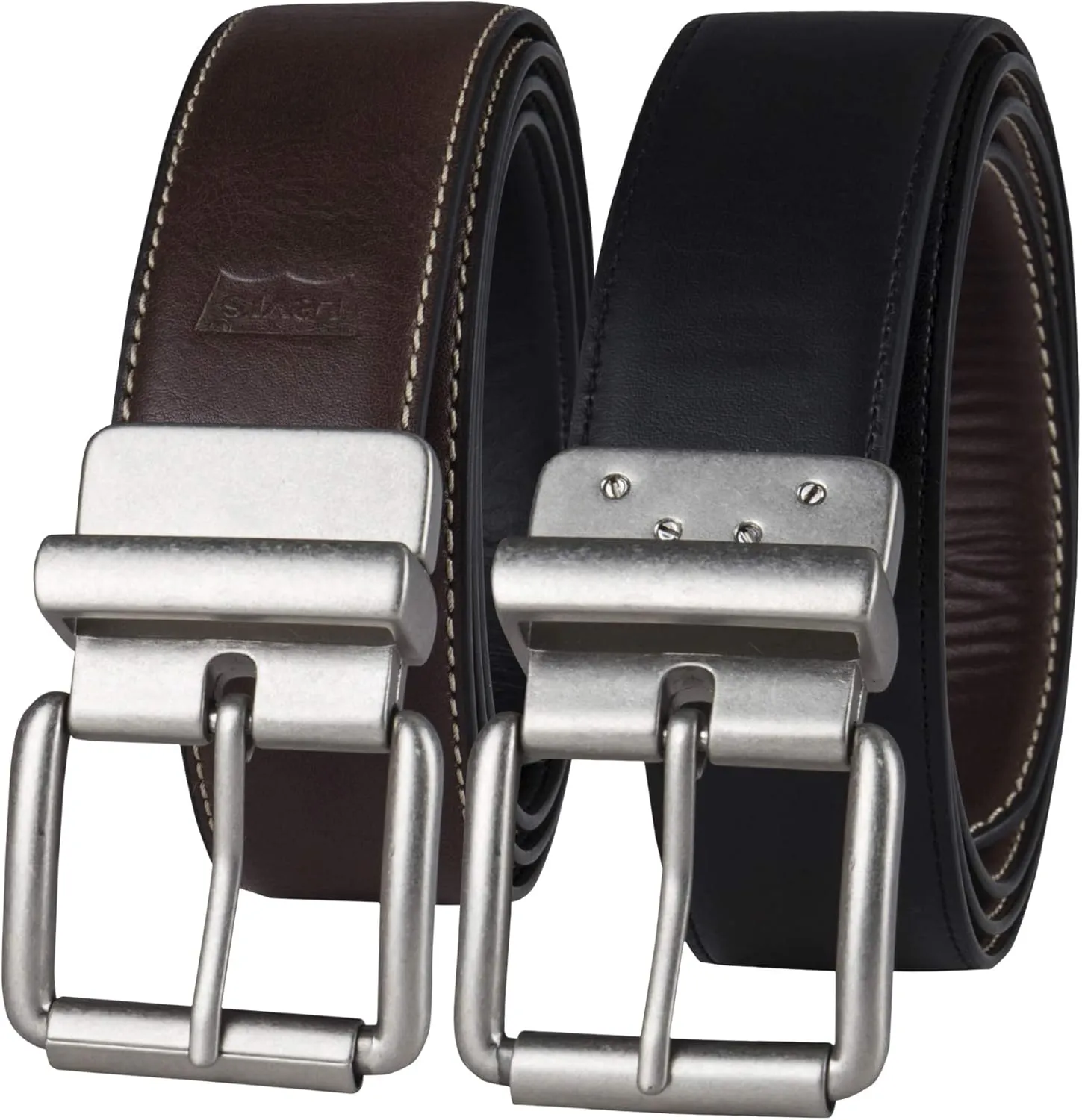 Levi's Men's Two-in-One Reversible Rotative Buckle Casual Everyday Jean Belt (Regular and Big & Tall Sizing)