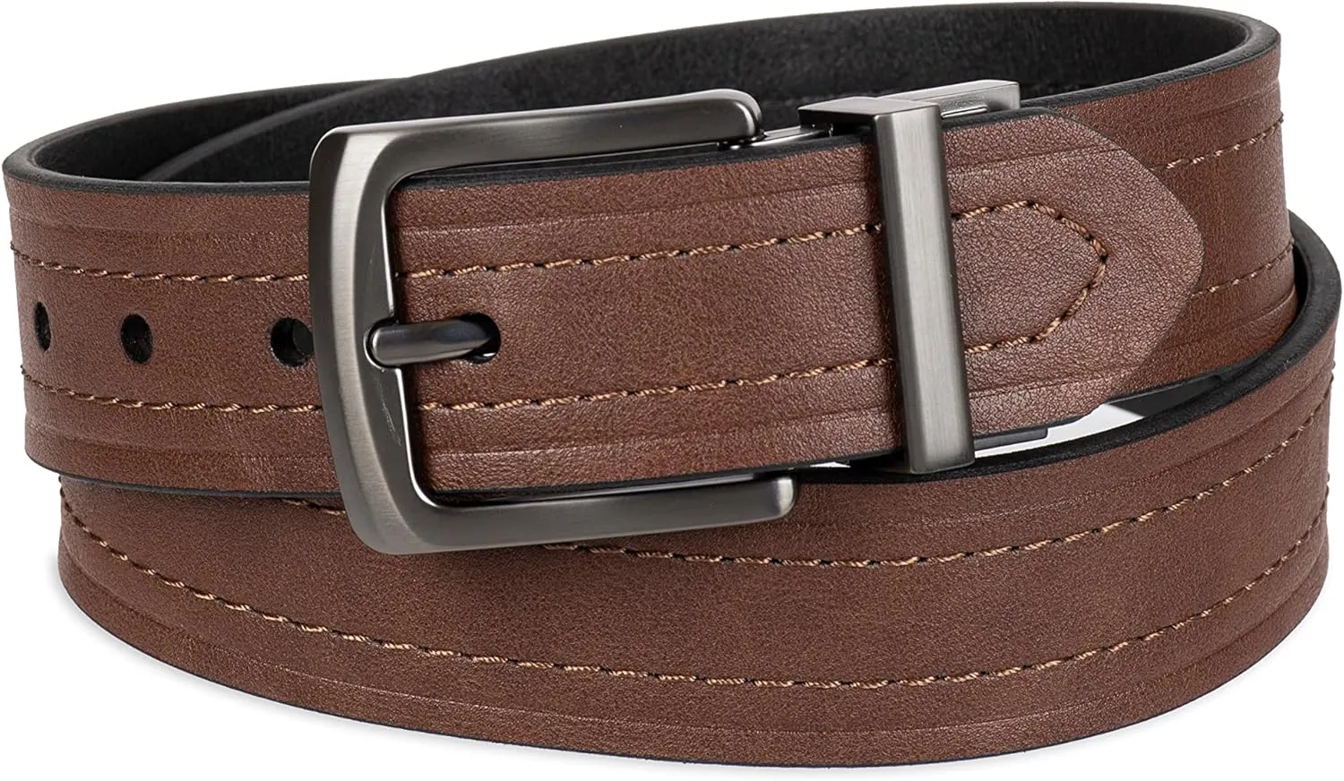 Levi's Men's Two-in-One Reversible Rotative Buckle Casual Everyday Jean Belt (Regular and Big & Tall Sizing)