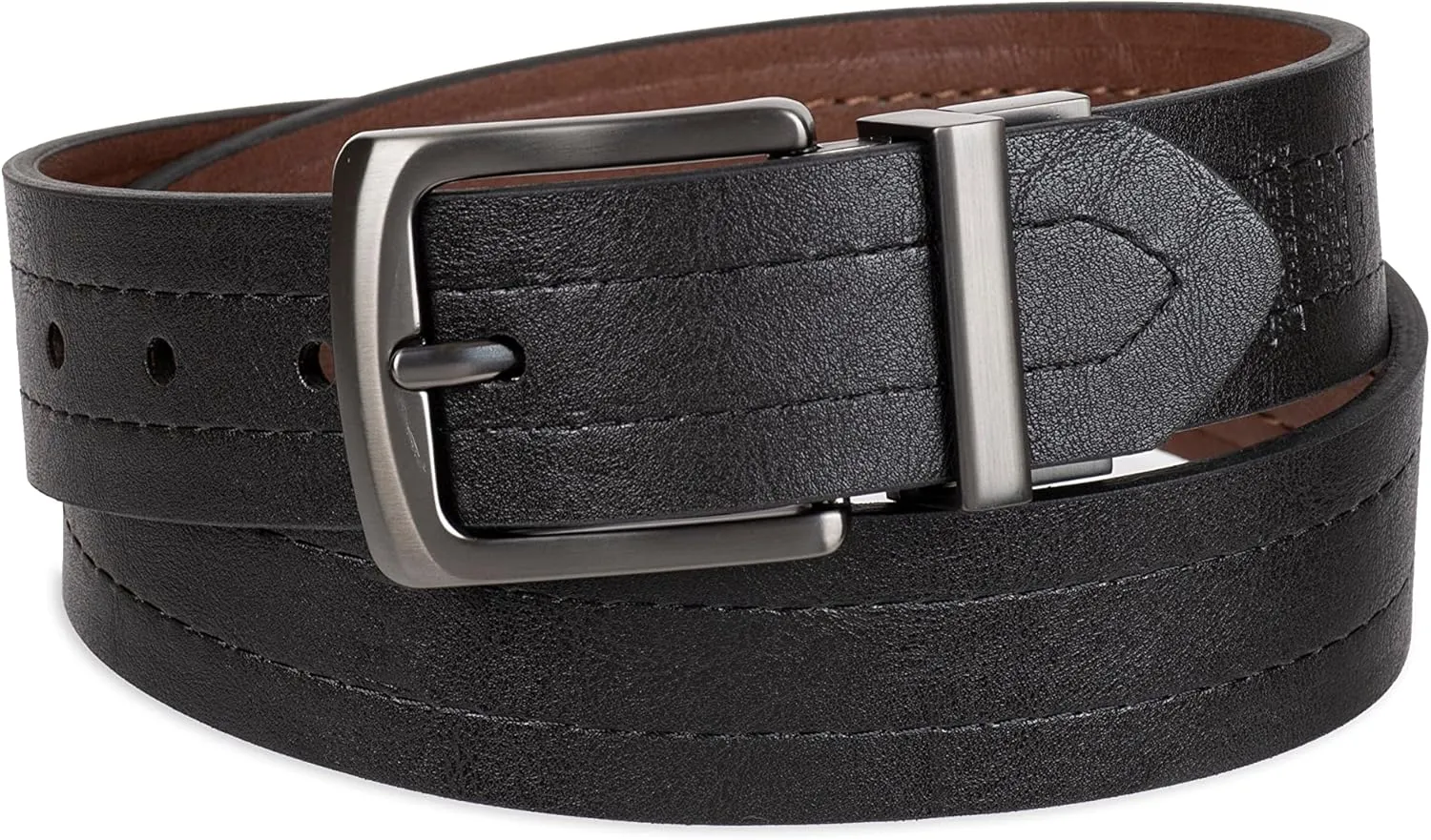 Levi's Men's Two-in-One Reversible Rotative Buckle Casual Everyday Jean Belt (Regular and Big & Tall Sizing)