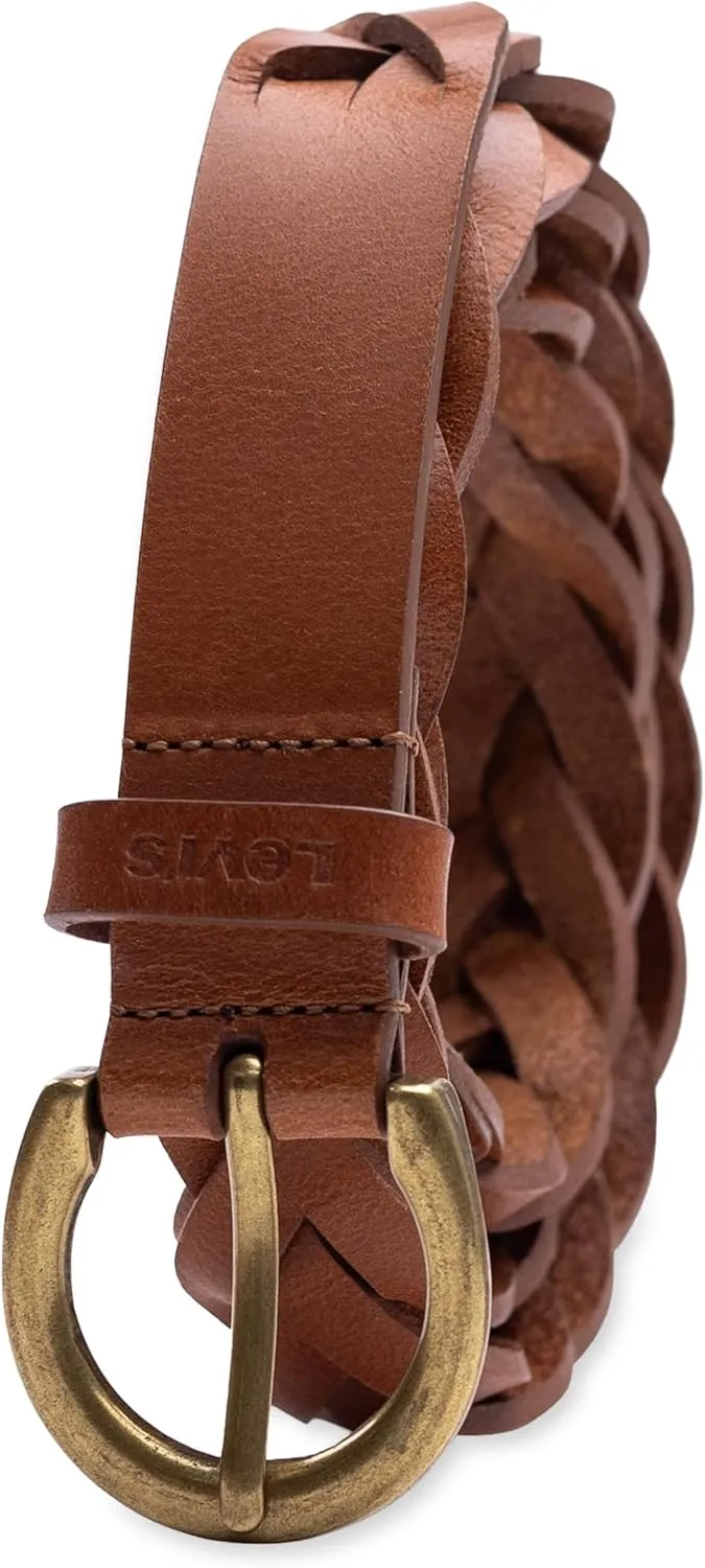 Levi's Women's Fully Adjustable Skinny Casual Leather Braided Belt for Jeans, Trousers and Dresses
