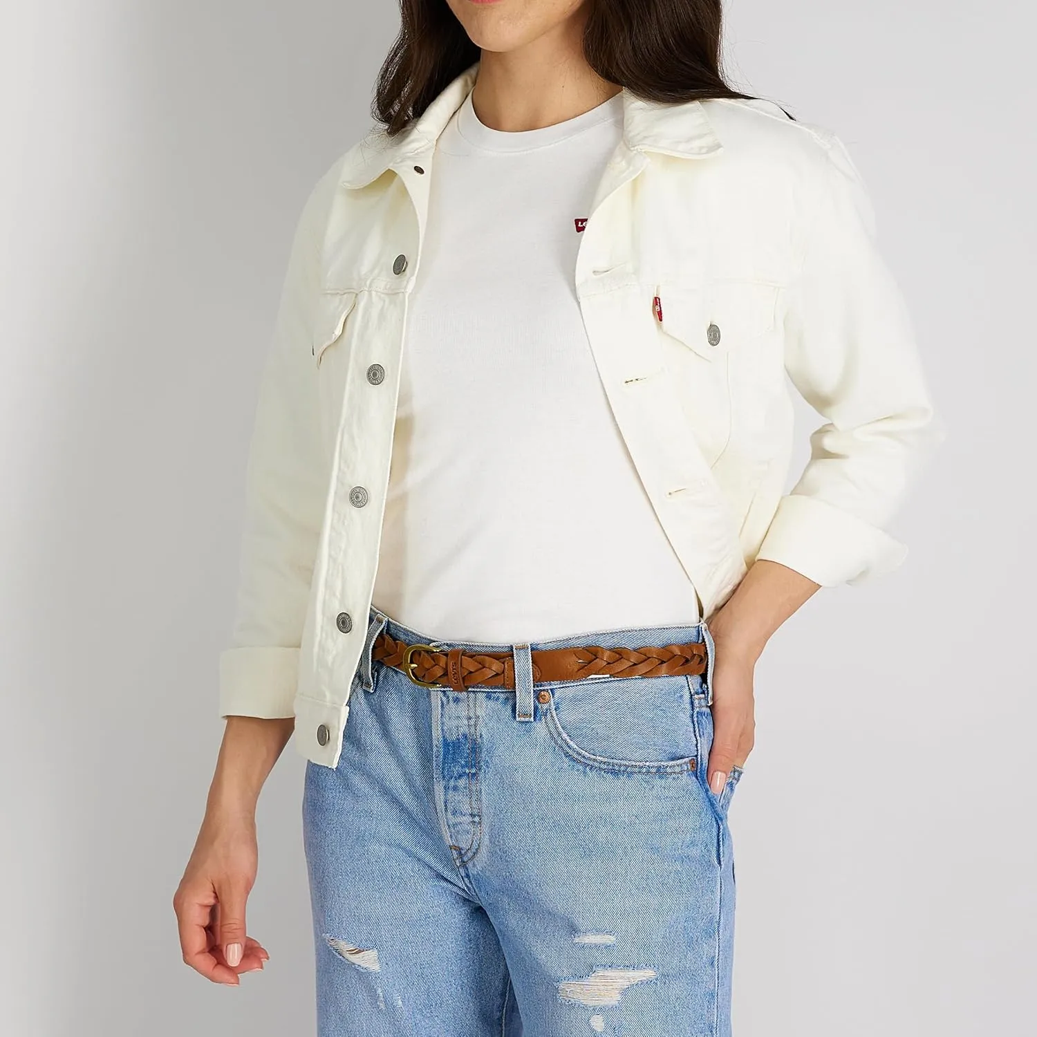 Levi's Women's Fully Adjustable Skinny Casual Leather Braided Belt for Jeans, Trousers and Dresses