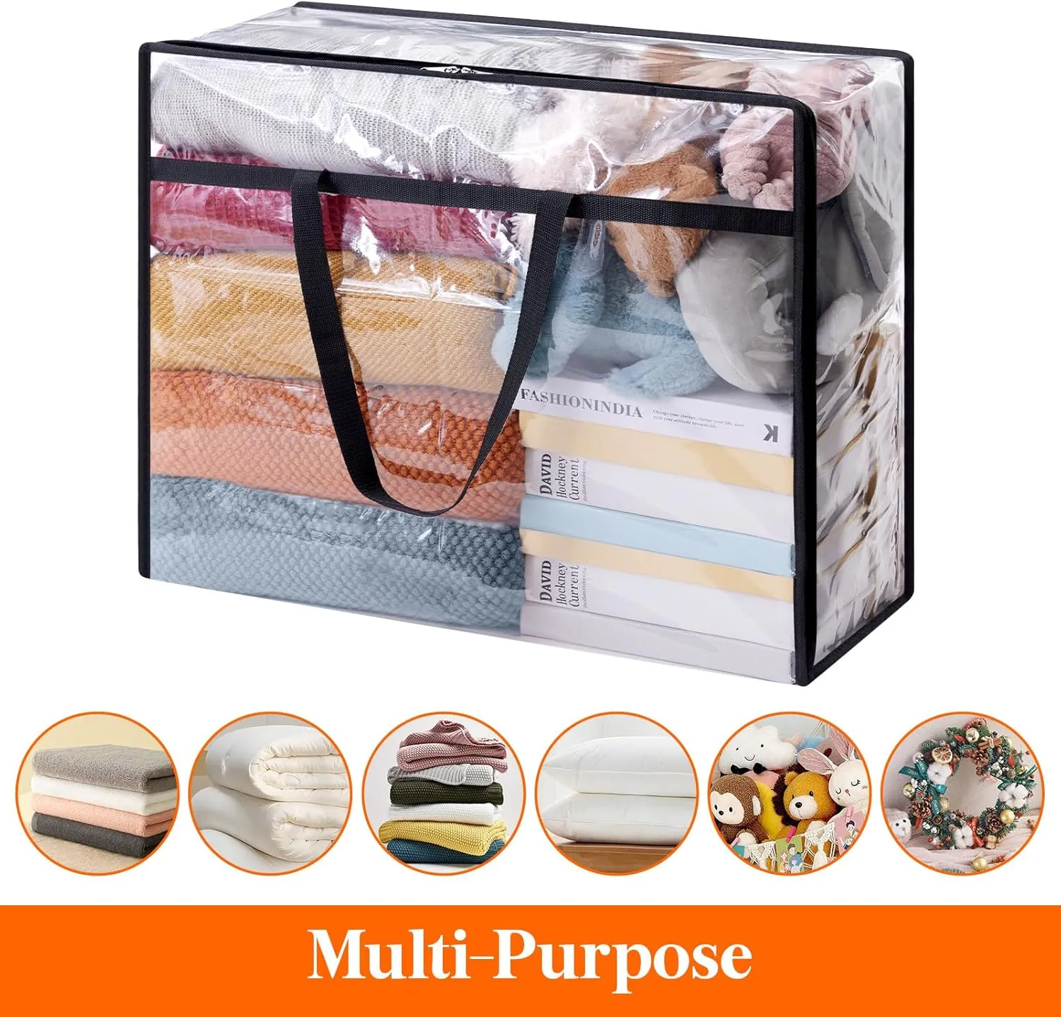Lifewit 4 Pack Clear Clothes Storage Bags, 90L Plastic Blanket Storage Bag, Vinyl Foldable Moving Bags with Zipper，Closet Organizers and Storage Containers for Comforter, Bedding, Duvet, Pillow