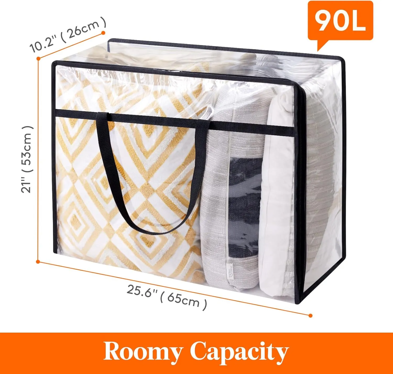 Lifewit 4 Pack Clear Clothes Storage Bags, 90L Plastic Blanket Storage Bag, Vinyl Foldable Moving Bags with Zipper，Closet Organizers and Storage Containers for Comforter, Bedding, Duvet, Pillow